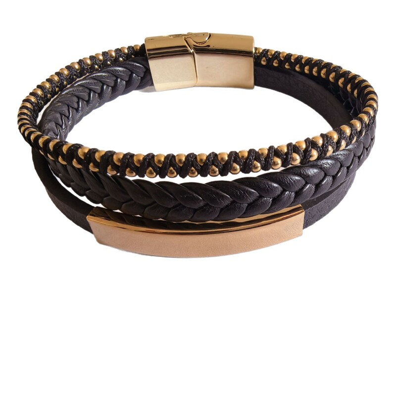 Hot New Product in Stock, Leather Braided Bracelet, Men's Personalized Multi-Layer Bracelet, Leather Simple Bracelet Wholesale