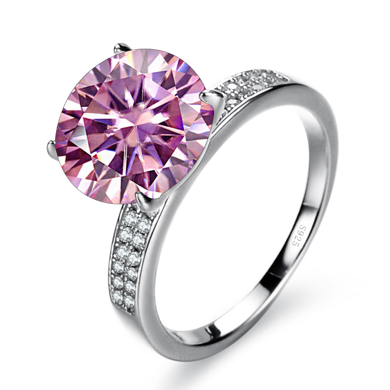 5 quilates gran quilates rosa azul verde anillo de piedra de moissanita transfronteriza en vivo ventas calientes propuestas de compromiso joyas