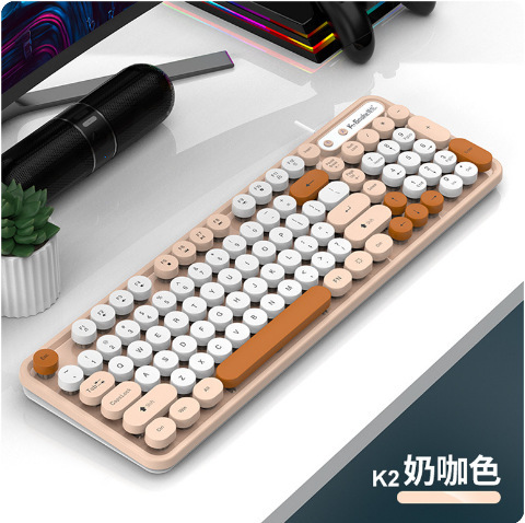 マムシK2有線usbキーボードマウスセットレトロパンクマルチカラーデスクトップコンピュータノートオフィスセット|undefined