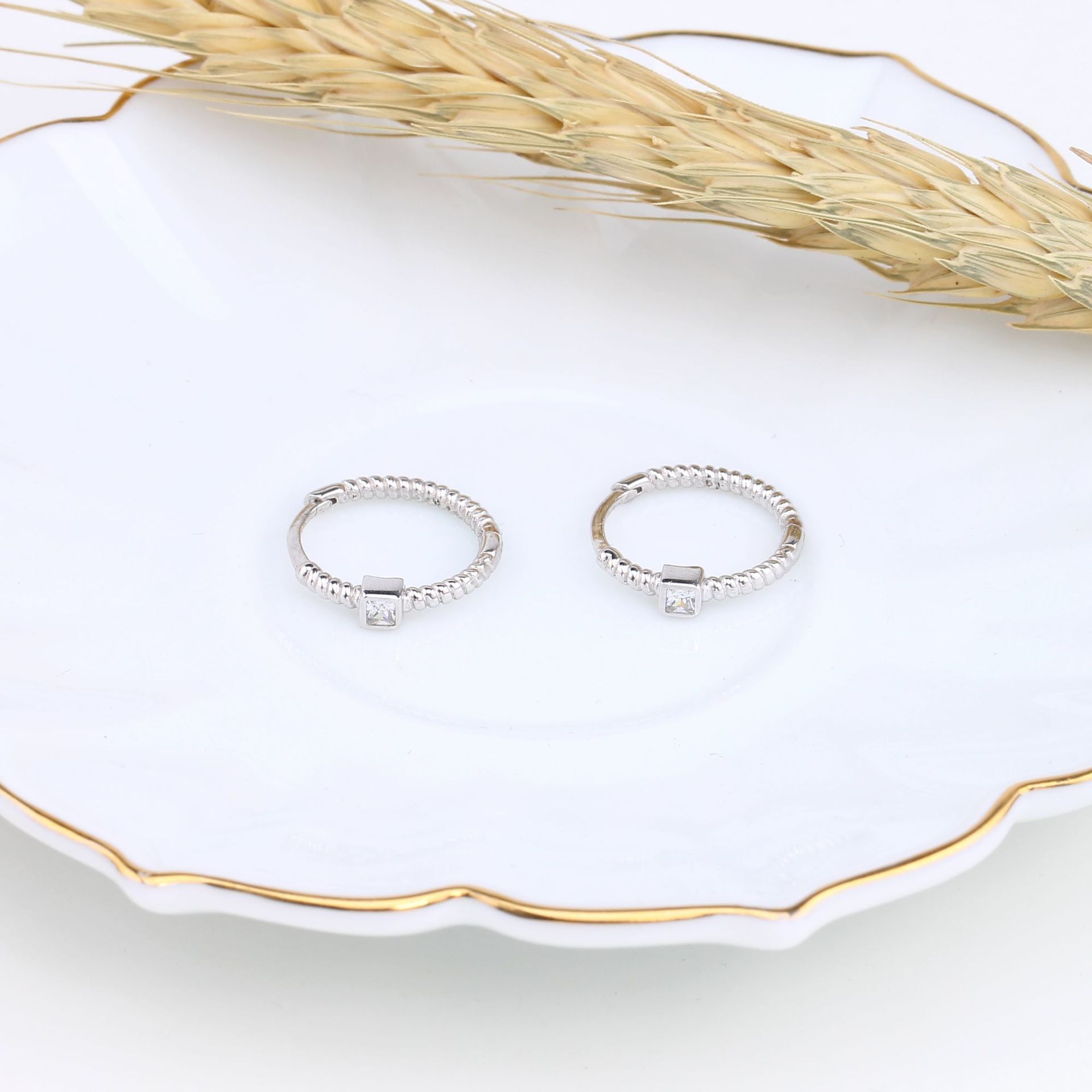 1 Pair Simple Style Circle Sterling Silver Inlay Zircon White Gold Plated Gold Plated Earrings display picture 6
