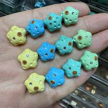 菱镁矿松石雕刻镶嵌五角星可爱文玩配饰手串配珠隔珠散珠