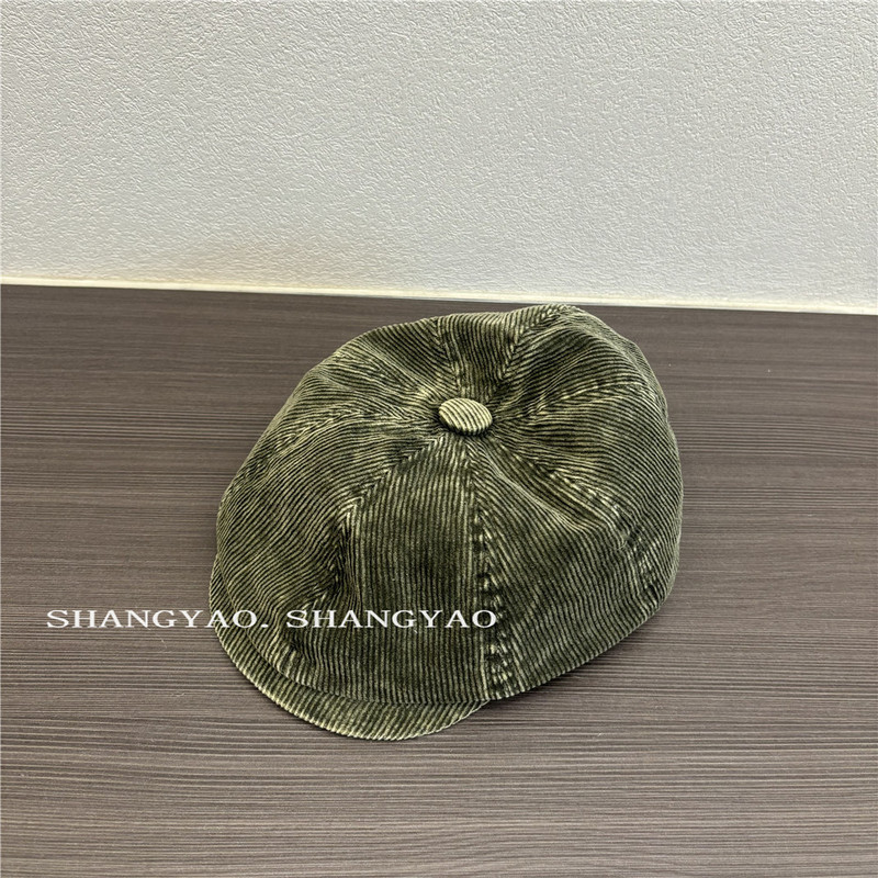 儿童帽子复古灯芯绒前进帽女文艺氛围百搭报童帽亲子款鸭舌贝雷帽|undefined
