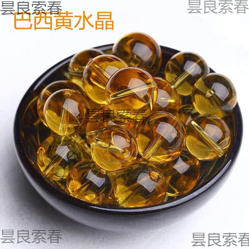 7A收藏级天然黄水晶散珠珠子巴西全净体单珠单颗手串配珠串珠隔珠|undefined