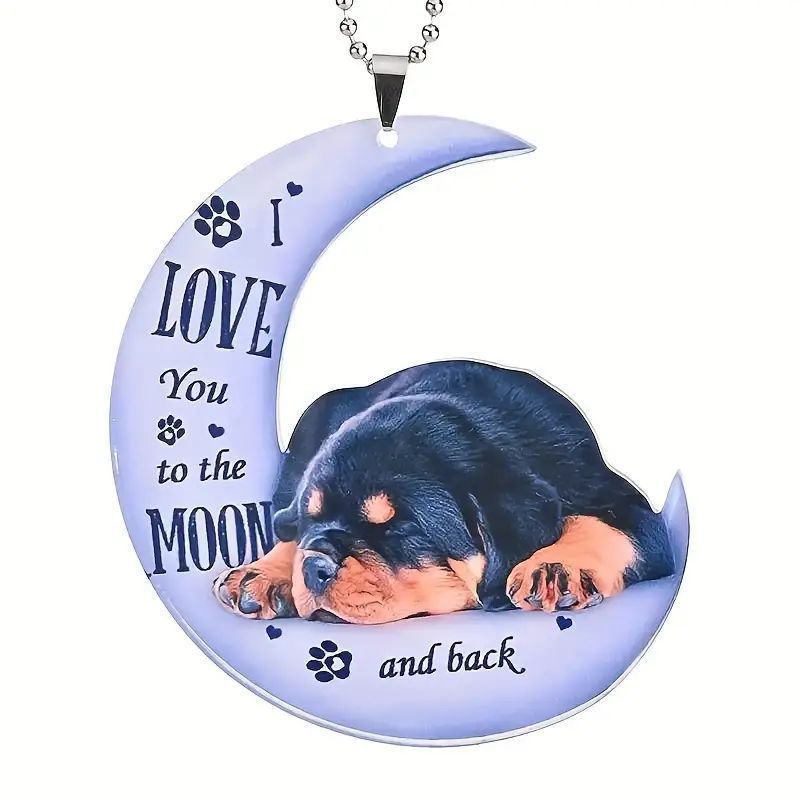 Cute caricatura luna cachorro nuevo colgante de automóvil acrílico plano transfronterizo espejo interior colgante de decoración