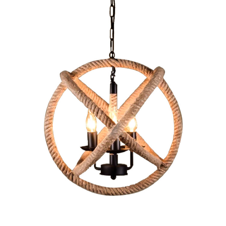 Lámpara de cuerda de cáñamo retro americana tienda de ropa creativa restaurante de alojamiento residencial cafetería de estilo industrial individual lámpara de caja de hotel