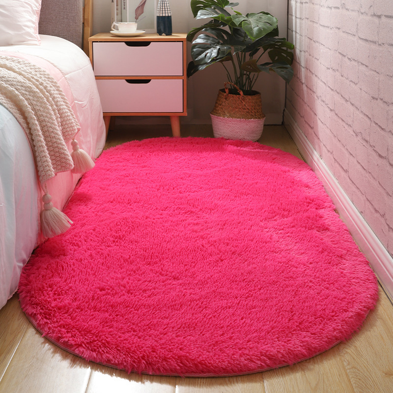 Luz de lujo dormitorio mantas de cama sala de estar oval simple estera de suelo vello largo teñido antideslizante balcón estera de ventana flotante paquete suave image 9