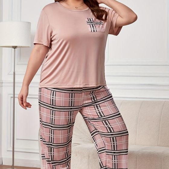 Foreign Trade Special for Cross-border Four Seasons T-shirt Pants Plus Size Women's Pajamas plus size Home Clothes suit Europe and America