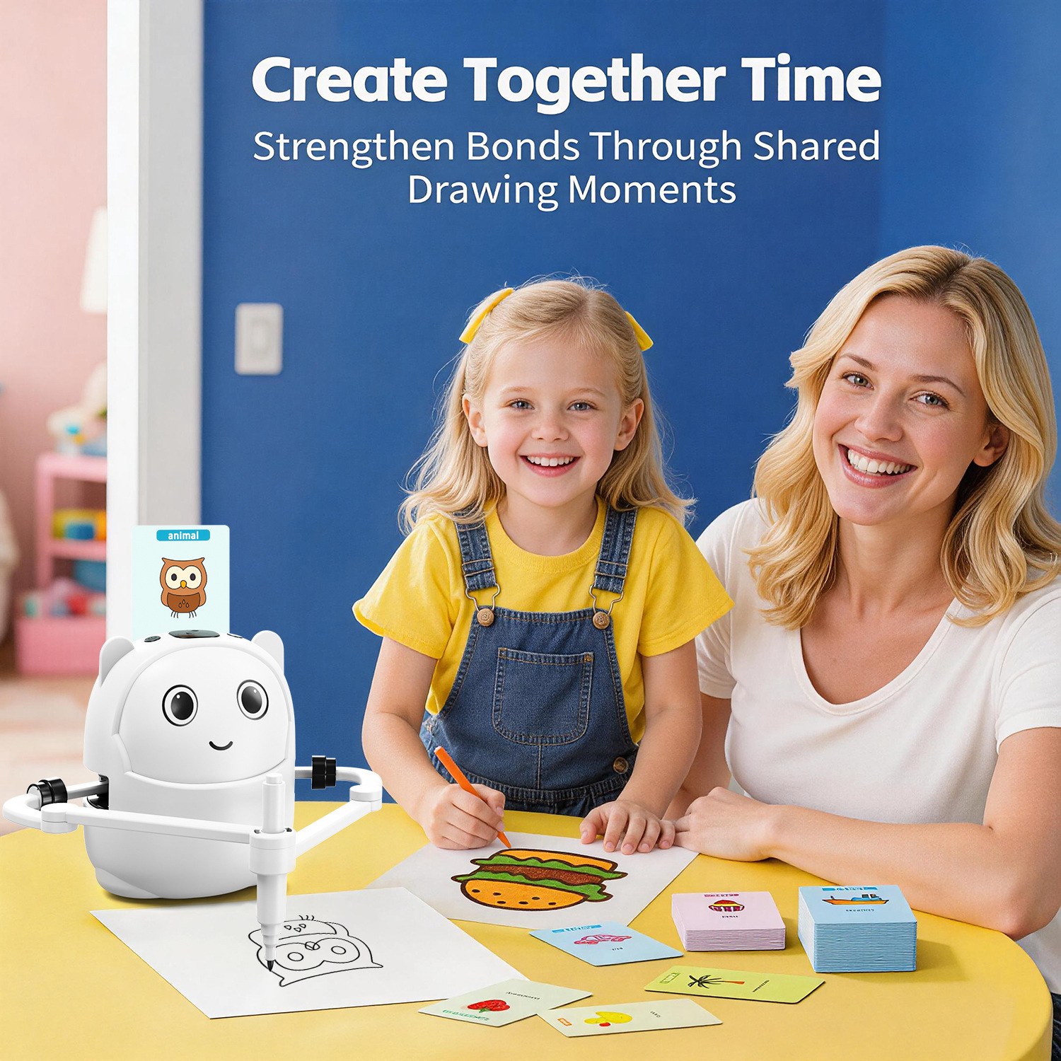 Robot de dibujo de Amazon nuevo lenguaje inglés inteligente educación temprana con bolígrafo con tarjeta de dibujo juguete robot