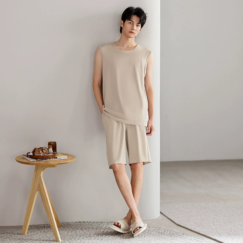 法黛琪 Men's summer thin pijama, comfortable casual set, spring 2026 collection, suitable for outdoor wear