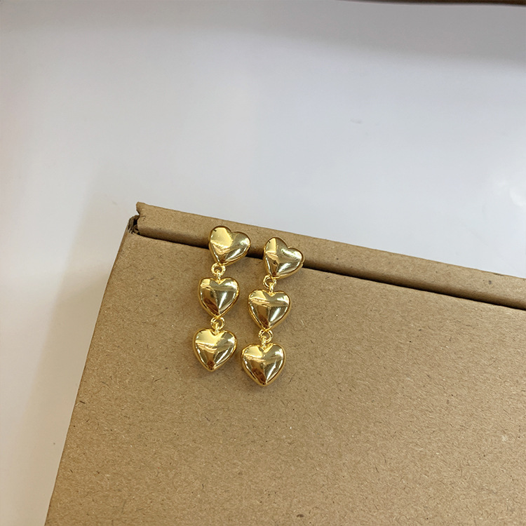 Holiday, Daily Occasion 1 Pair Simple Style Heart Shape Plating Copper Drop Earrings
