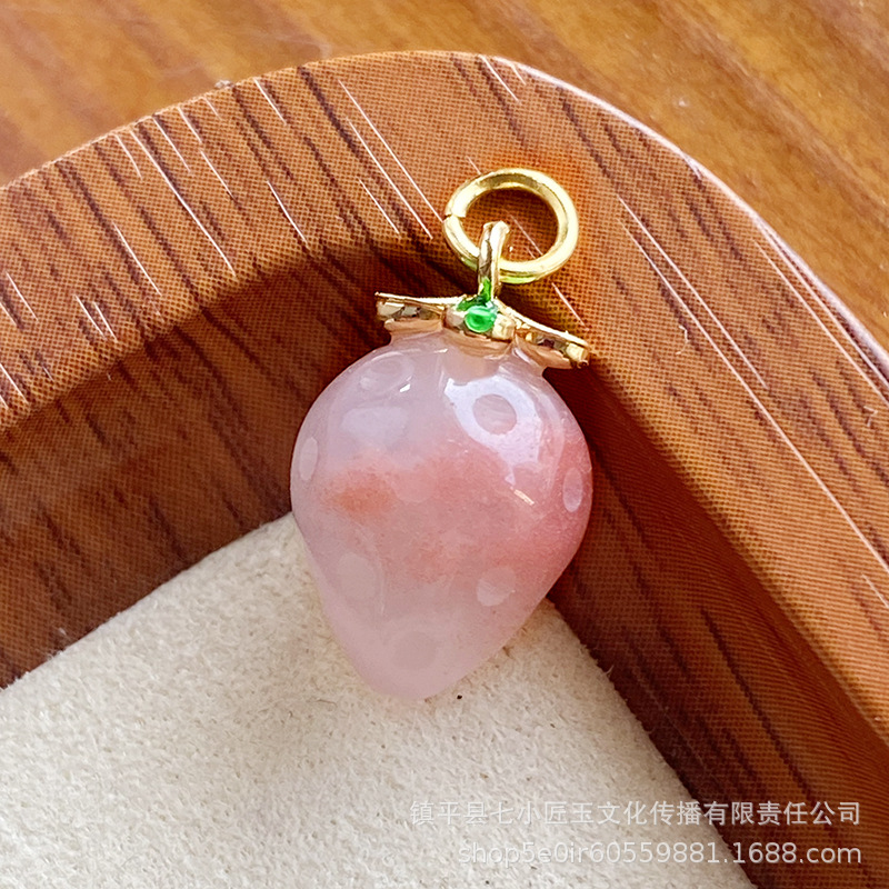 천연 금사옥 복숭아꽃 딸기 모양 펜던트 수제 DIY 팔찌 옥 장식품 도매