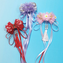 儿童发饰古风大蝴蝶结飘带发夹中国风脑后顶夹古装汉服头饰花配饰