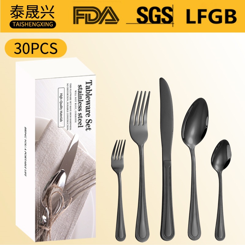 Productos de venta caliente transfronteriza cubiertos de acero inoxidable 20 / 30 juegos de doble línea 5 juegos de piezas principales cuchillo de filete de comida occidental tenedor cuchara set