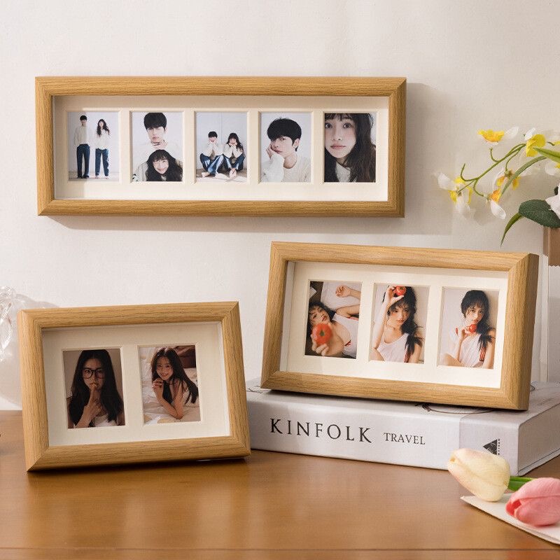 Imitation Wood Polaroid Photo Frame Display Stand with Photo Printing 3inch DIY Couple Empty Frame Children's Growth Grid Imitation Wood Polaroid Photo Frame Display Stand with Photo Printing 3inch DIY Couple Empty Frame Children's Growth Grid