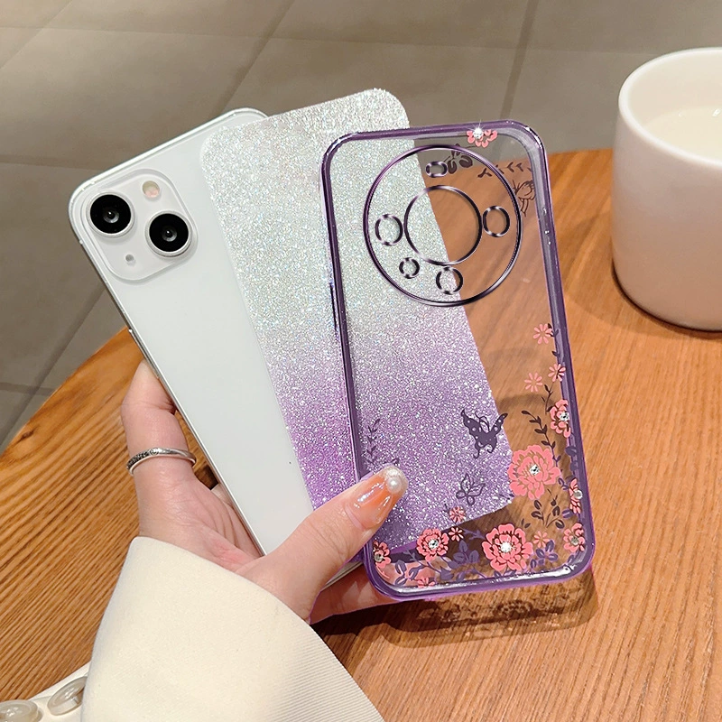 Huawei Mate60pro электроплавление 6D секретный сад мобильный телефон чехол Nova11 градиент порошок страз каждого 60 защитный чехол