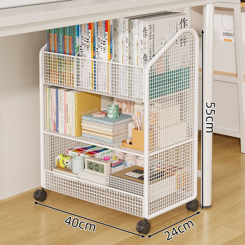 Under-desk storage rack, movable floor-standing office desk side cart, small bookshelf, book and bag storage cabinet next to the desk