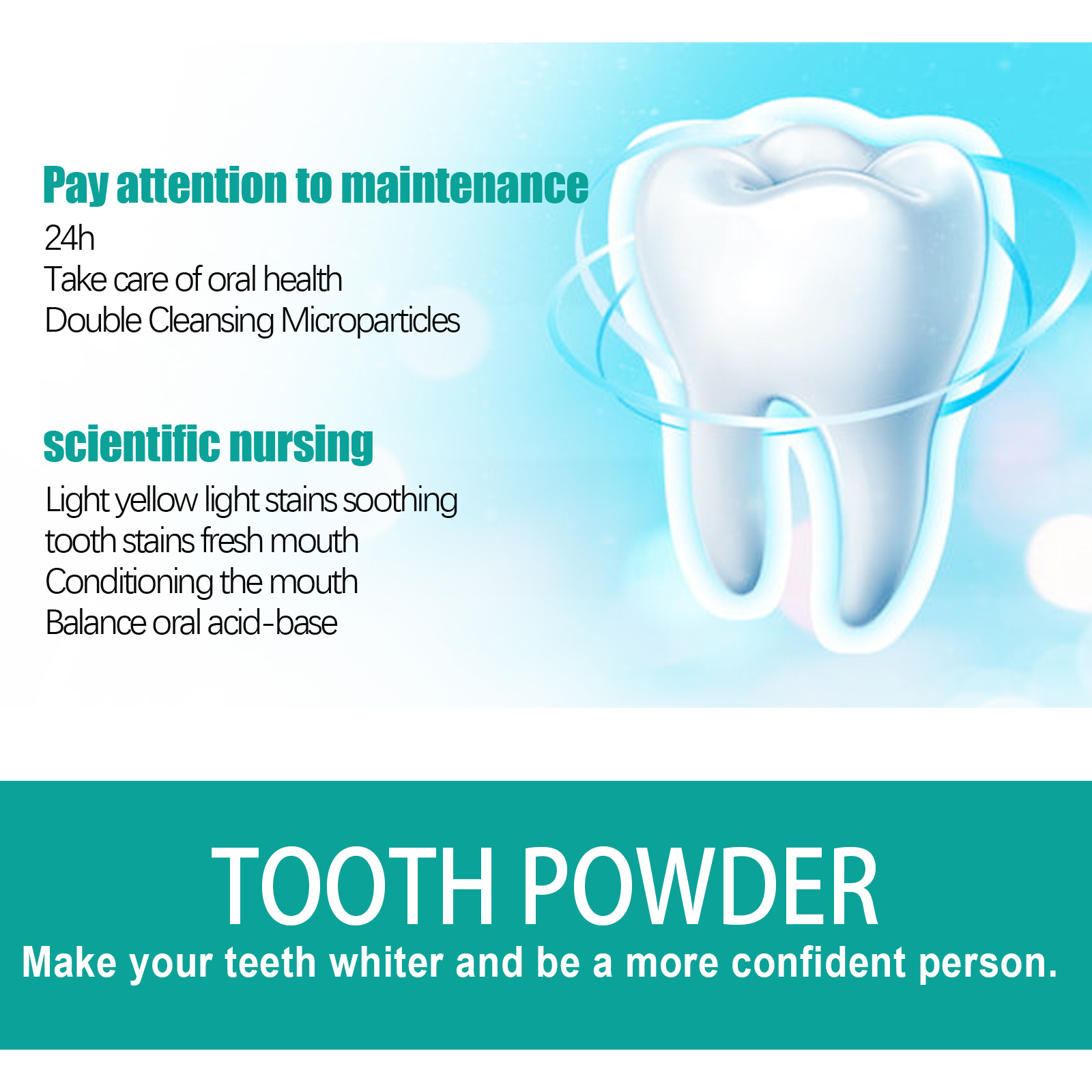 EELHOE 5-Day Whitening Tooth Powder Whitening, Cleaning Teeth Smokeing Stains, Removing Dirt, Refreshing Oral Plaque Cleansing Powder_voghion.com