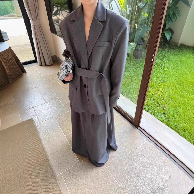 High-End Waist-Cinching Suit Jacket and Skirt 2025 Women's New Autum Casual Right Shoulder Suit