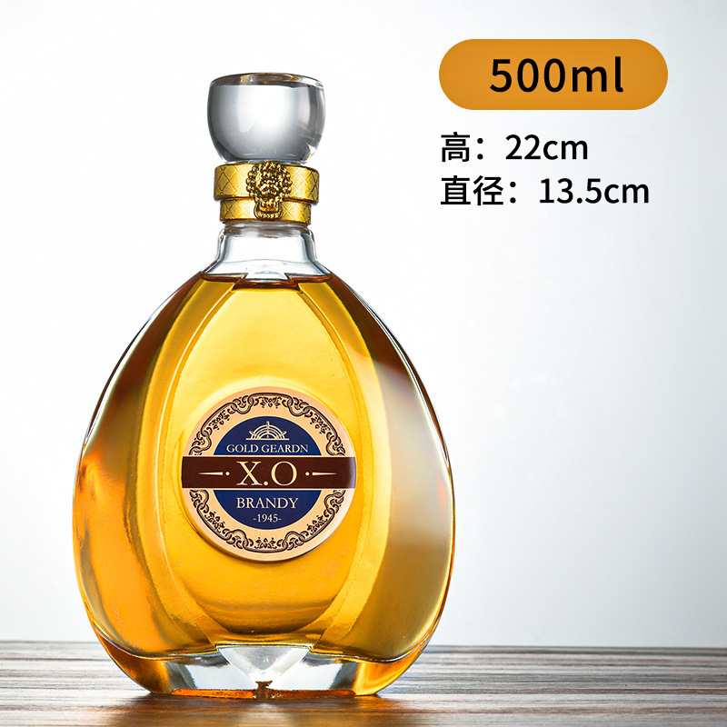 卸売 500 ミリリットルガラスワインボトル 0.5kg パックウォッカワインボトル XO ウイスキー赤ワインガラス空のワインボトル|undefined