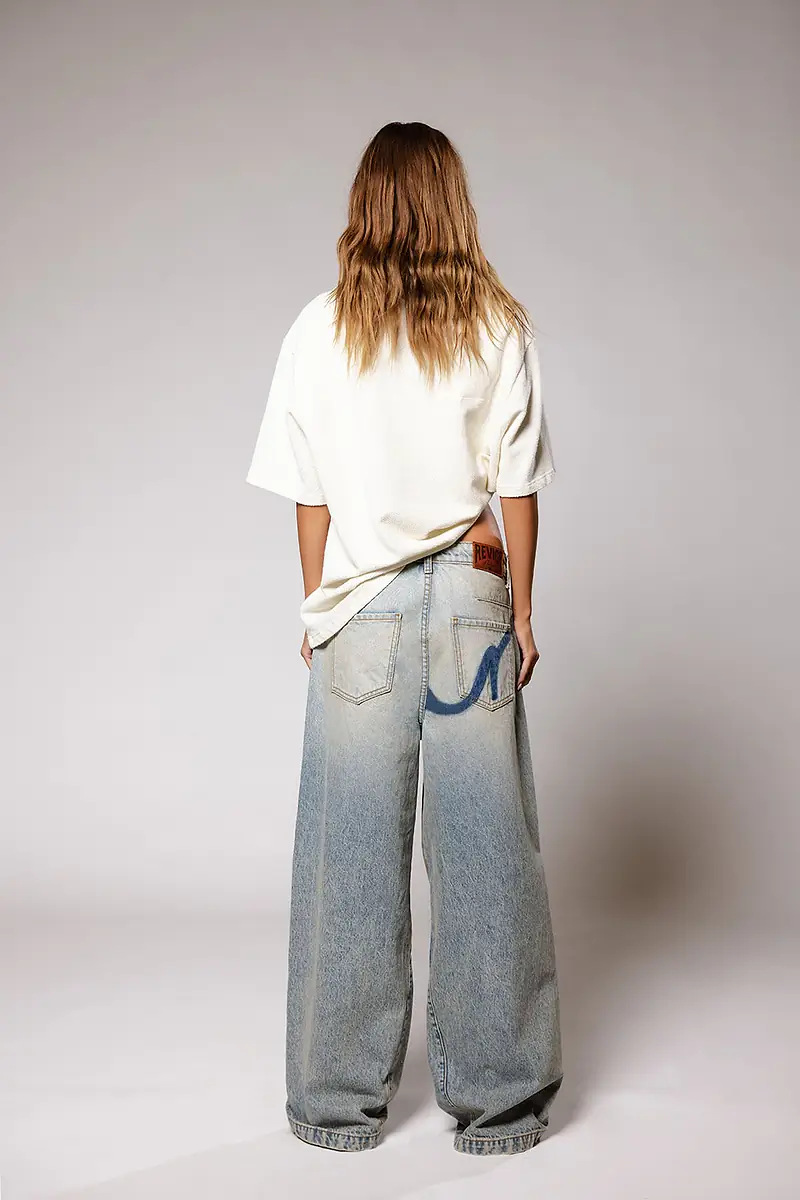 Women's Low Waist Baggy Jeans, Vintage Washed Wide Leg Denim Pants With Knit Waistband, Y2K Streetwear Trousers For Daily Casual_ecoleips.com