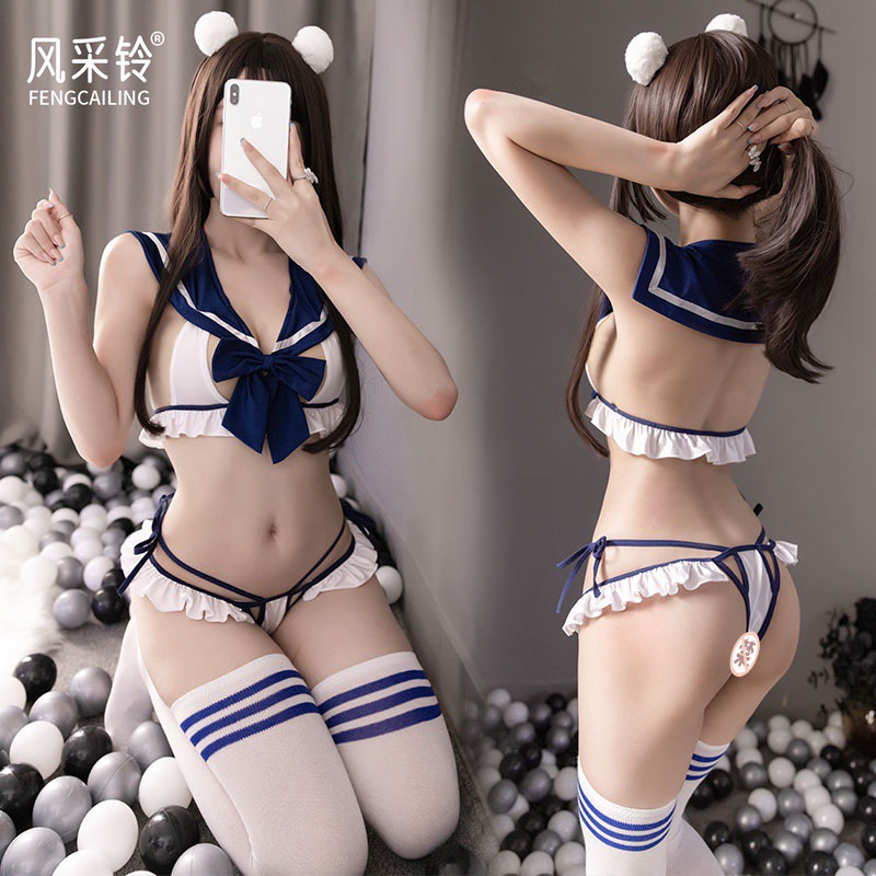Lace-up Large Size Sex Lingerie Uniform Tempting Teasing Three-point Passion Set Bundle Panties Cute