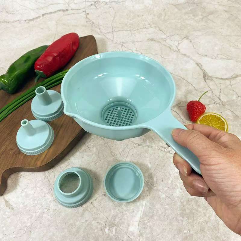 多功能塑料漏斗厨房大小口径分液器六合一漏斗加油倒酒分装过滤斗|undefined