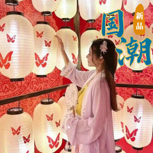 加工定制摄影古风中秋春节道具汉服装饰米白色冬瓜型羊皮布艺灯笼