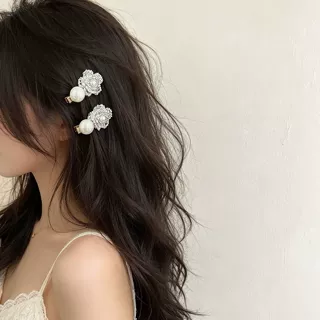 甜美串珠花朵发夹女2026新款碎发刘海夹子边夹高端侧边发卡头饰春