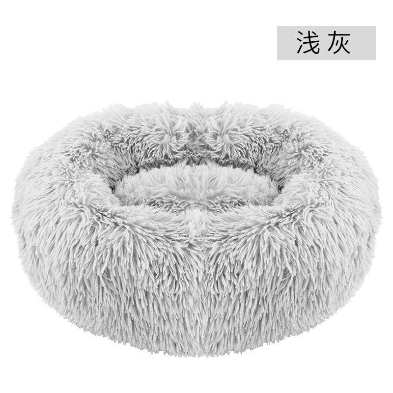 Casa para perros y gatos de invierno, gruesa y cálida, cama redonda de felpa larga para mascotas, lavable a máquina, venta al por mayor.