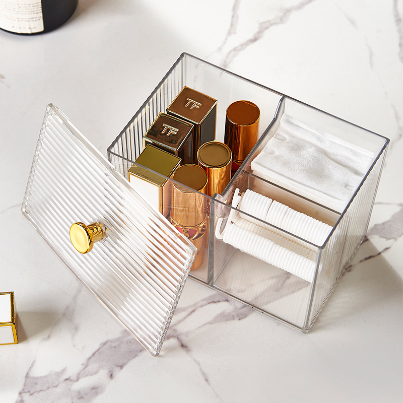 Cosmetic cotton storage box transparent cosmetic makeup remover cotton small box desktop cotton swab finishing box storage box plastic box