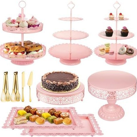 Estante de pastel de cumpleaños mesa de postres decoración de fiesta de cumpleaños estante de exhibición decoración de postres decoración se puede ajustar image 10