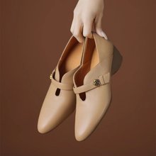 韩版简约气质淑女高跟时装单鞋2025新款女式粗跟尖头休闲穆勒鞋