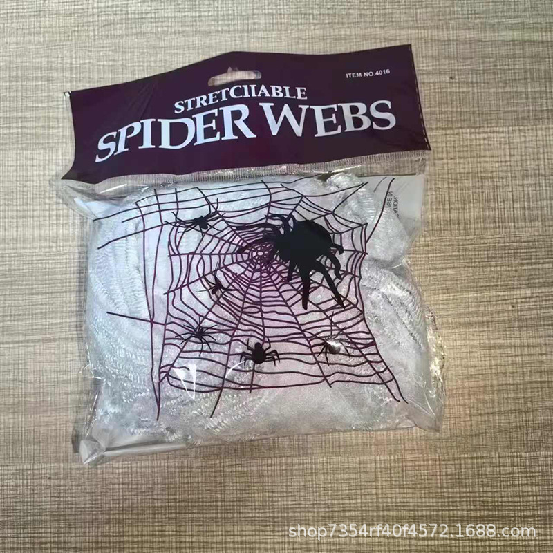 Decoración de Halloween accesorios araña telaraña algodón araña casa embrujada bar escenas de terror suministros de diseño de seda de araña transfronteriza