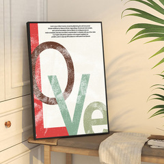 跨境創意英文 LOVE 勵志標語客廳臥室沙發背景牆面帆布掛畫裝飾畫