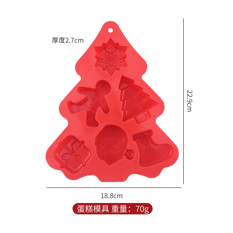 Christmas tree cake mold creative 6-hole silicone cake mold kitchen baking utensils DIY chocolate cake mold