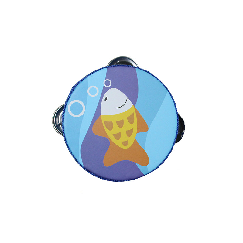 Fábrica al por mayor de madera de tamaño pequeño tambor de timbre de juguete instrumento musical para niños jardín de infantes educación temprana tambor de mano música tambor de mano