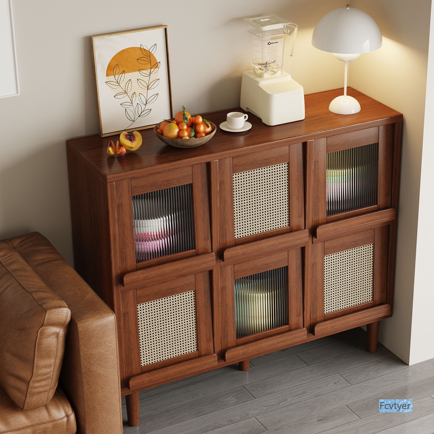 Changyuebang Storage Cabinet Grid Cabinet Combination Bookshelf Floor-Standing Storage Cabinet with Legs Living Room Solid Wood Bookcase Against the Wall