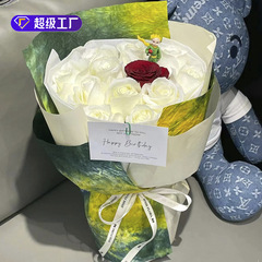 喜裕の新型の王子の花束の包装材料のしわの黄色の恋緑の水墨の紙の花屋の手は生花の包装紙を打ちます。