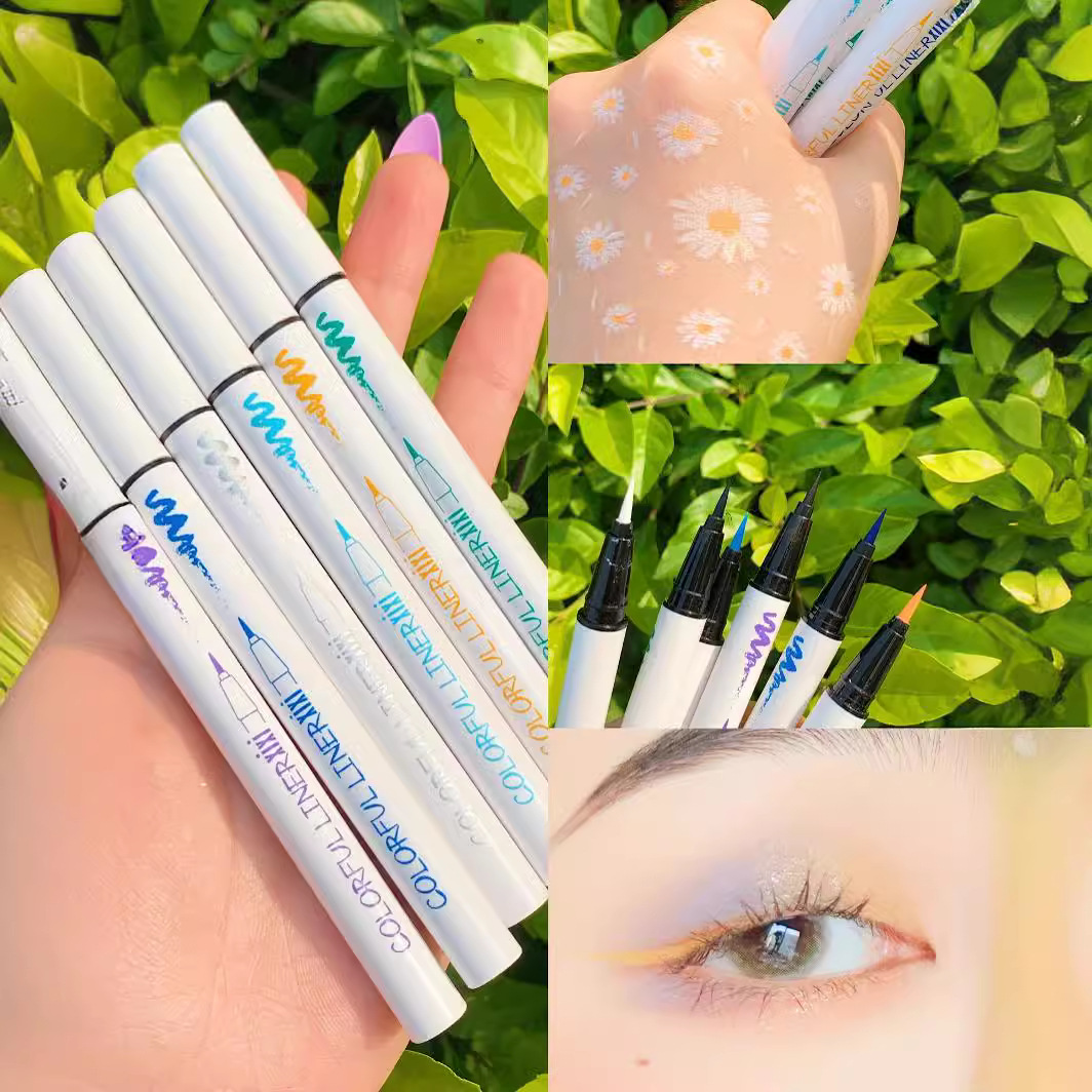 Chinese make-up xixi color eyeliner Net red tremolo model is not easy to decolorize blooming makeup White blue eyeliner