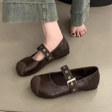配裙子浅口单鞋休闲晚晚鞋女款2026年新款春夏季平底复古玛丽珍鞋