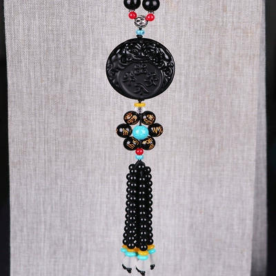 Creative gourd car perfume pendant customized imitation White Jade car hanging insurance company gift foreign trade Wholesale (Car hanging) - six-word-mantra-black-and-safe