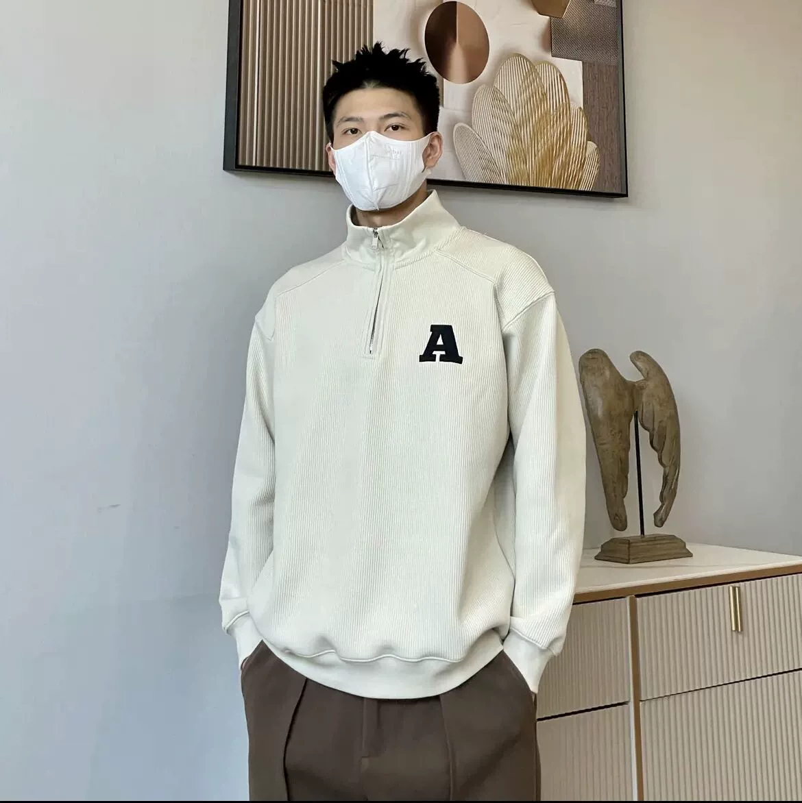 Винтажный свитер в американском стиле простой Повседневный свитер с воротником поло с полумолнией и вертикальным воротником мужской осенне-зимний новый стиль модный пиджак с вышивкой