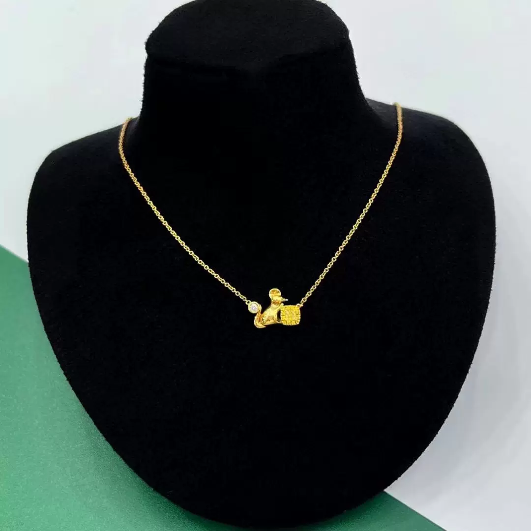 0.115ct18K金黄钻精品项链净度vs 附证书时尚简约精致款钻石项链