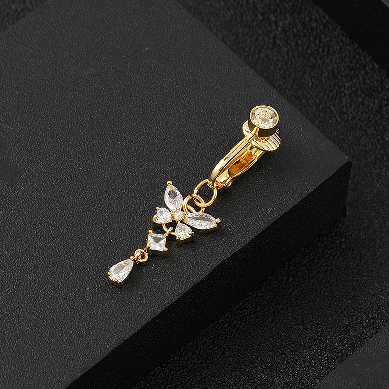 Fashion Butterfly Copper Plating Inlay Zircon Belly Ring 1 Piece