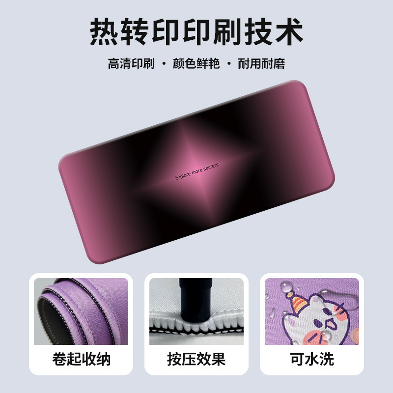 渐变文字ins风鼠标垫超大号高级宿舍电脑键盘工位垫防滑耐脏桌垫|undefined