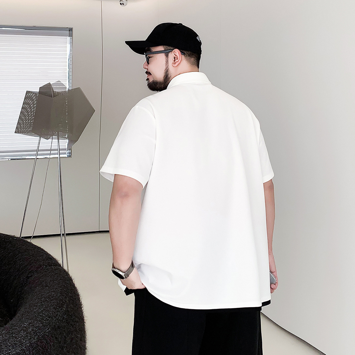 Trendy Plus-Size Men's Clothing for Big Guys 2025 Summer Loose Casual Versatile Oversized Turn-Down Collar Short-Sleeve Polo Shirt for Men