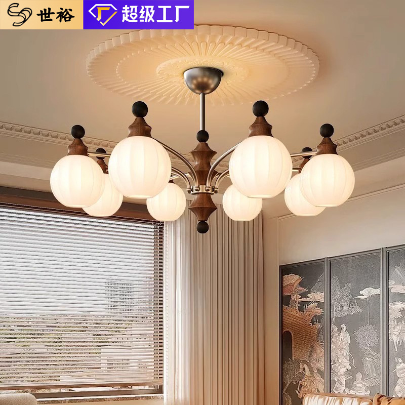 French Mid-Century Style Living Room Chandelier, Retro Persimmon Glass Dining Room Lamp, White Jade Bamboo Bedroom Study Lamp, Zhongshan Lamps French Mid-Century Style Living Room Chandelier, Retro Persimmon Glass Dining Room Lamp, White Jade Bamboo Bedroom Study Lamp, Zhongshan Lamps
