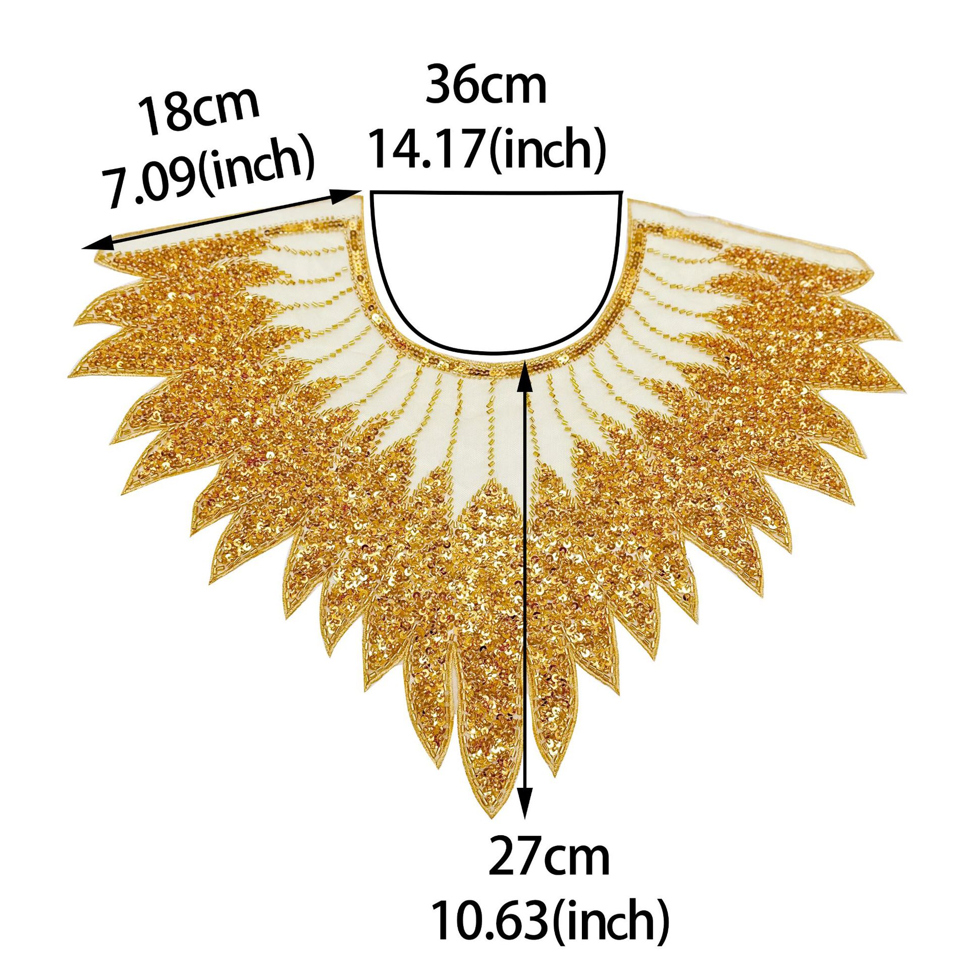 Fabricación pesada bordada malla frontal pecho sequin de perlas bordadas calcomanías vestido de mujer rendimiento vestido accesorios de encaje image 6