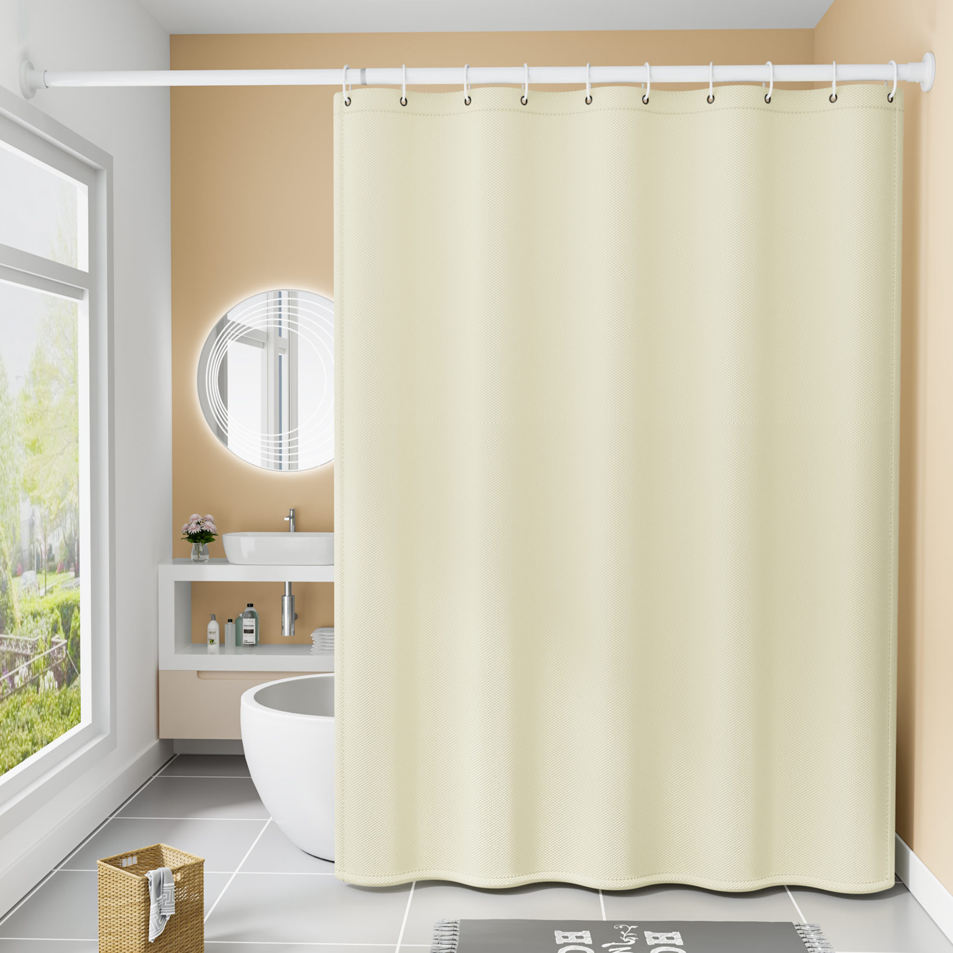 Transfronterizo de poliéster cortina de ducha de color sólido engrosada impermeable y a prueba de moho baño hotel partición cortina fabricante