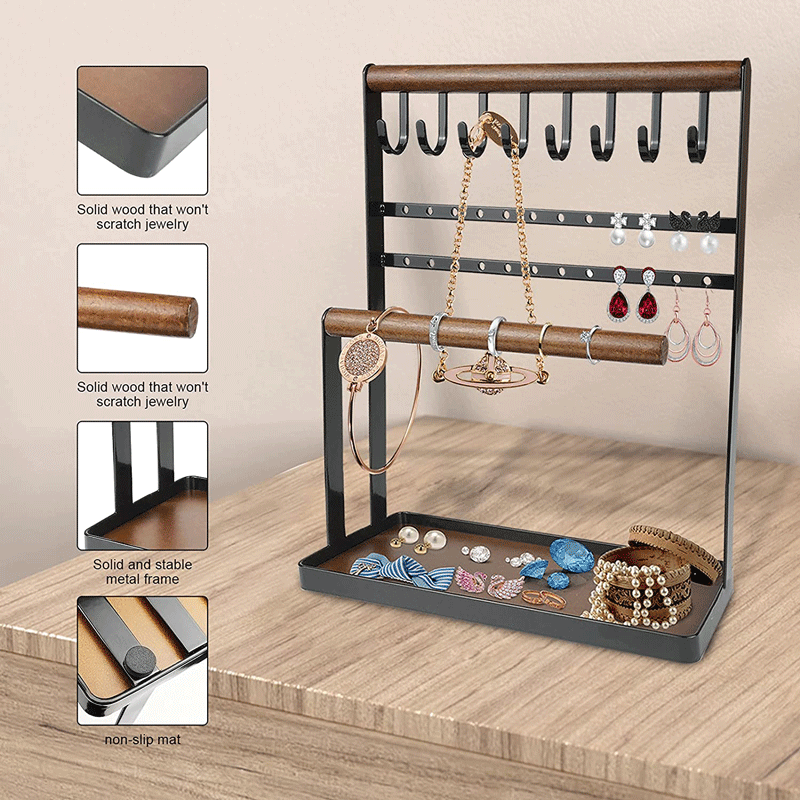 欧式铁艺首饰架桌面多层珠宝分类展示架耳环项链手镯饰品收纳挂架